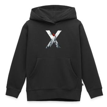 X – caractère décoratif – hiver - Sweat Premium à capuche enfant bio - noir - Devant - AI Model Kid Male (0cm)