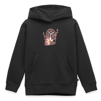 Friedenszeichen mit Blume - Kinder Premium Organic Hoodie - Schwarz - Vorne - AI Model Kid Male (0cm)