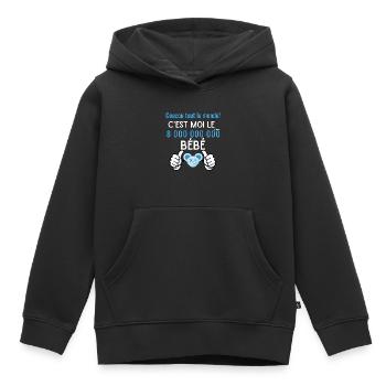 c'est moi le 8 milliard ème bébé garçon né en 2022 - Sweat Premium à capuche enfant bio - noir - Devant - AI Model Kid Male (0cm)