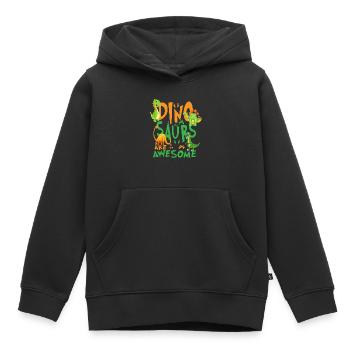 Dinosaur Kids T Shirt Design - Sweat Premium à capuche enfant bio - noir - Devant - AI Model Kid Male (0cm)