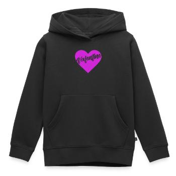 t-shirt coeur valentin coeur Saint-Valentin amour - Sweat Premium à capuche enfant bio - noir - Devant - AI Model Kid Male (0cm)