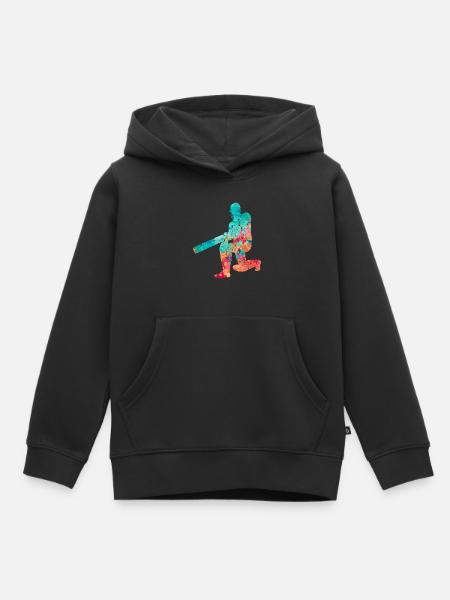 Cricket-Spieler in Popart - Kinder Premium Organic Hoodie - Schwarz