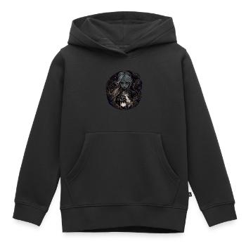 Sombre Belle Sorcière / Wicca - Sweat Premium à capuche enfant bio - noir - Devant - AI Model Kid Male (0cm)