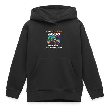 Né pour jouer, forcé de se reposer - gamers - Sweat Premium à capuche enfant bio - noir - Devant - AI Model Kid Male (0cm)