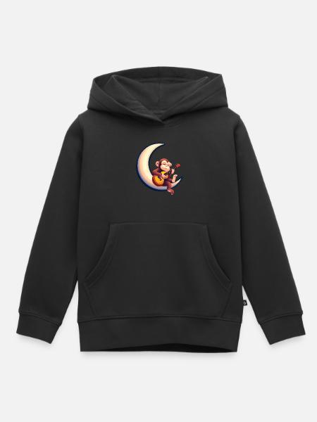 Musikalischer Affe im Halbmond - Kinder Premium Organic Hoodie - Schwarz