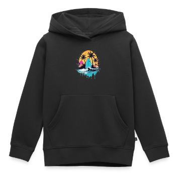 surf plage palmier soleil vacances - Sweat Premium à capuche enfant bio - noir - Devant - AI Model Kid Male (0cm)