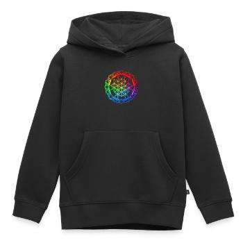 Fleur de lotus - symbole de sérénité et de beauté - Sweat Premium à capuche enfant bio - noir - Devant - AI Model Kid Male (0cm)