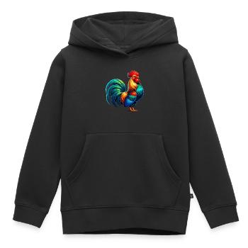 Belle image de coq - Sweat Premium à capuche enfant bio - noir - Devant - AI Model Kid Male (0cm)