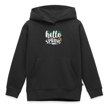 Bonjour le printemps - Sweat Premium à capuche enfant bio - noir - Devant - AI Model Kid Male (0cm)