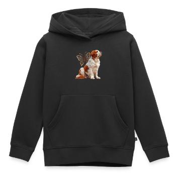 Épagneul Clumber - Sweat Premium à capuche enfant bio - noir - Devant - AI Model Kid Male (0cm)