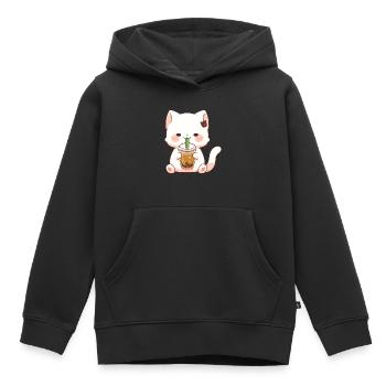 Chat mignon #2 - Sweat Premium à capuche enfant bio - noir - Devant - AI Model Kid Male (0cm)