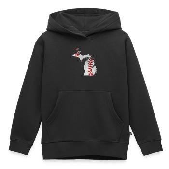 Michigan (USA) | echter Baseball | Landkarte - Kinder Premium Organic Hoodie - Schwarz - Vorne - AI Model Kid Male (0cm)