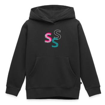 S Initiale - Sweat Premium à capuche enfant bio - noir - Devant - AI Model Kid Male (0cm)