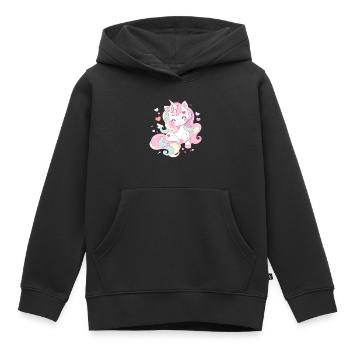 Licorne chibi cadeau bébé et enfant - Sweat Premium à capuche enfant bio - noir - Devant - AI Model Kid Male (0cm)