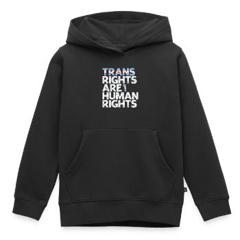 Les droits des personnes trans sont des droits de la personne - Sweat Premium à capuche enfant bio - noir - Devant - AI Model Kid Male (0cm)
