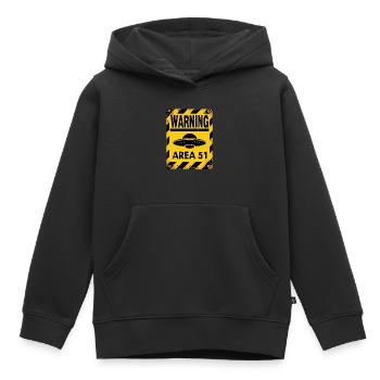 Avertissement OVNI Zone 51 - Entrez à vos risques et périls - Sweat Premium à capuche enfant bio - noir - Devant - AI Model Kid Male (0cm)
