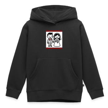 Mariage de couple marié - Sweat Premium à capuche enfant bio - noir - Devant - AI Model Kid Male (0cm)