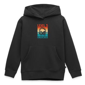 Kind 5 Jahre alt Level 5 freigeschaltet, 5. Geburtstag - Kinder Premium Organic Hoodie - Schwarz - Vorne - AI Model Kid Male (0cm)