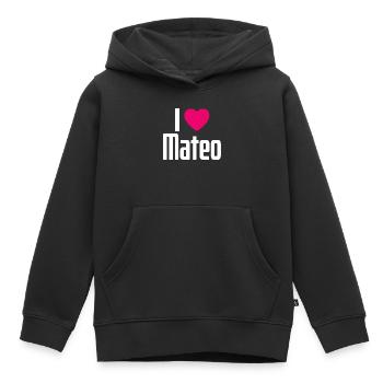 I Love Mateo Pinkes Herz Ich liebe Mateo - Kinder Premium Organic Hoodie - Schwarz - Vorne - AI Model Kid Male (0cm)