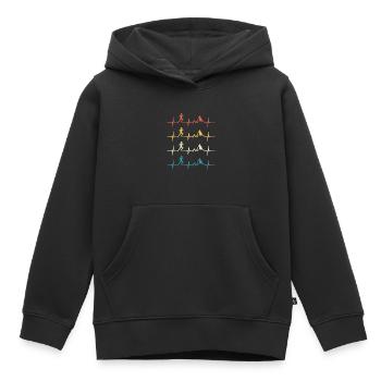 Trailrunning, Retro Herzschlag, Jogging im Berglauf - Kinder Premium Organic Hoodie - Schwarz - Vorne - AI Model Kid Male (0cm)