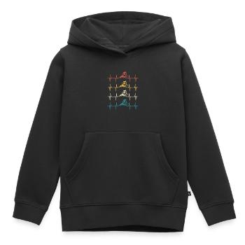 Vélo de montagne Heartbeat retro vélo de montagne  - Sweat Premium à capuche enfant bio - noir - Devant - AI Model Kid Male (0cm)