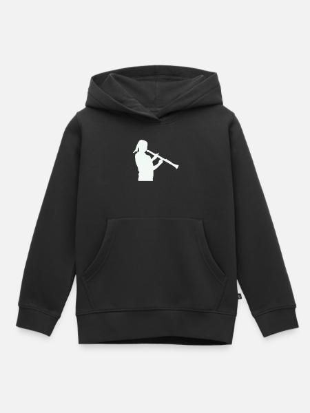 Silhouette mit Klarinette - Kinder Premium Organic Hoodie - Schwarz