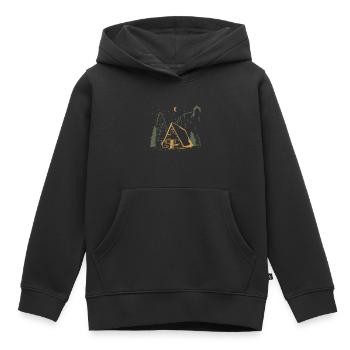 Moonlit Rustic Cabin Night - Kids Premium Organic Hoodie - black - Front - AI Model Kid Male (0cm)