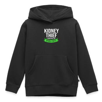 Don d’organes par don de rein - Sweat Premium à capuche enfant bio - noir - Devant - AI Model Kid Male (0cm)