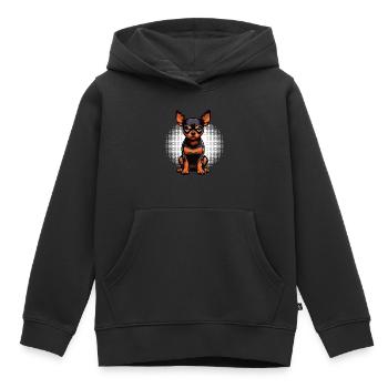 Pinscher miniature Pinscher Pinscher Pinscher Propriétaire Minpin - Sweat Premium à capuche enfant bio - noir - Devant - AI Model Kid Male (0cm)