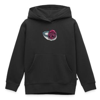 Cœur de rose avec des perles - Sweat Premium à capuche enfant bio - noir - Devant - AI Model Kid Male (0cm)