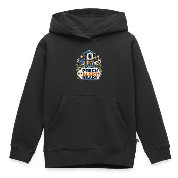 ALERTE PERCHOIR PRÊTE - Sweat Premium à capuche enfant bio - noir - Devant - AI Model Kid Male (0cm)