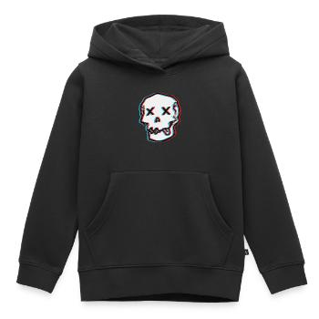 Schwindel Glitch Schädel - Kinder Premium Organic Hoodie - Schwarz - Vorne - AI Model Kid Male (0cm)