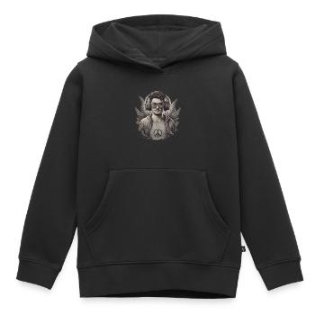 Moderner Gamer mit Headset und Brille - Kinder Premium Organic Hoodie - Schwarz - Vorne - AI Model Kid Male (0cm)