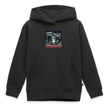 Chaque pixel raconte une histoire - Retro Gaming - Sweat Premium à capuche enfant bio - noir - Devant - AI Model Kid Male (0cm)