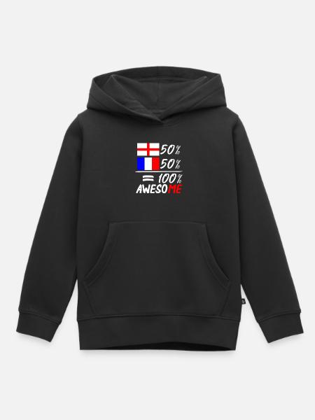 50% England 50% Frankreich - Kinder Premium Organic Hoodie - Schwarz