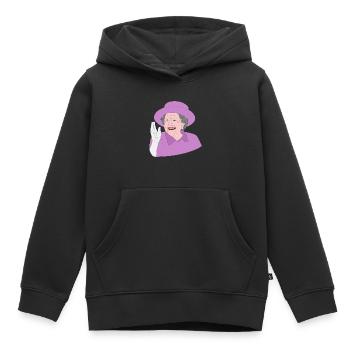 Queen Elizabeth II waves for the 70th Crown Jubilee - Kids Premium Organic Hoodie - black - Front - AI Model Kid Male (0cm)