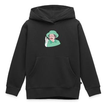 Notre Majesté la reine Elizabeth II. - Sweat Premium à capuche enfant bio - noir - Devant - AI Model Kid Male (0cm)