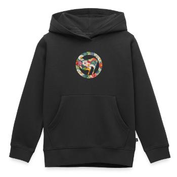 Antifa et fleurs - Sweat Premium à capuche enfant bio - noir - Devant - AI Model Kid Male (0cm)