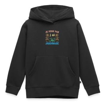 Ich kann nicht, ich habe Gartenarbeit - Kinder Premium Organic Hoodie - Schwarz - Vorne - AI Model Kid Male (0cm)