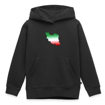 Iran - Sweat Premium à capuche enfant bio - noir - Devant - AI Model Kid Male (0cm)