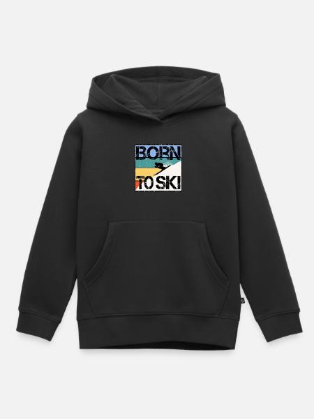 Nacido para esquiar regalo - Sudadera Premium con capucha infantil orgánica - negro