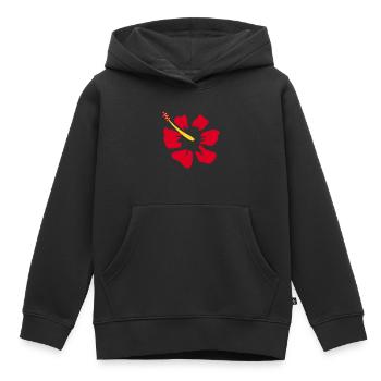 Blume rot rote Blumen rot rote Blumen Hibiskus - Kinder Premium Organic Hoodie - Schwarz - Vorne - AI Model Kid Male (0cm)