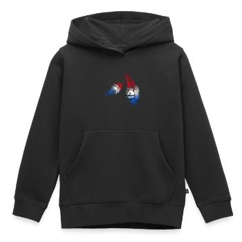 plumes rouge blanc bleu - Sweat Premium à capuche enfant bio - noir - Devant - AI Model Kid Male (0cm)