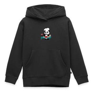 Panda Cuisinier - Sweat Premium à capuche enfant bio - noir - Devant - AI Model Kid Male (0cm)