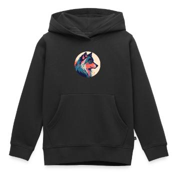 Wolf, Wildhund, Grauer Wolf, Canis lupus - Kinder Premium Organic Hoodie - Schwarz - Vorne - AI Model Kid Male (0cm)