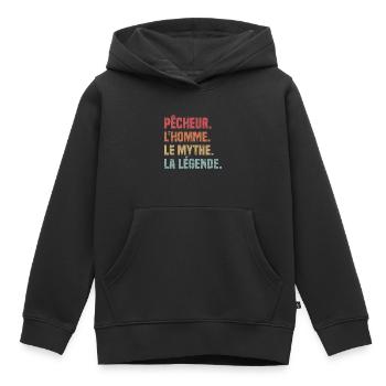 Pêcheur l'homme le mythe la Légende - Sweat Premium à capuche enfant bio - noir - Devant - AI Model Kid Male (0cm)