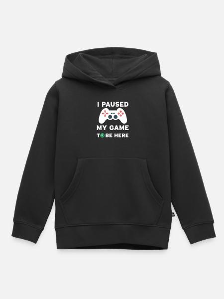 I paused my game to be here - Kinder Premium hoodie biologisch - zwart