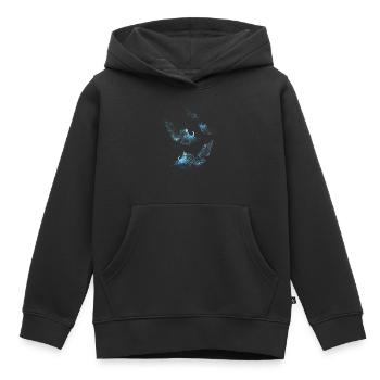Hellblaue Daunenfedern schweben im Wind - Kinder Premium Organic Hoodie - Schwarz - Vorne - AI Model Kid Male (0cm)
