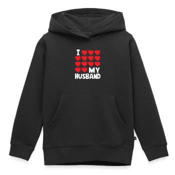 I Love My Husband - Kinder Premium Organic Hoodie - Schwarz - Vorne - AI Model Kid Male (0cm)