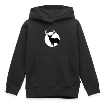 Cerf - Sweat Premium à capuche enfant bio - noir - Devant - AI Model Kid Male (0cm)
